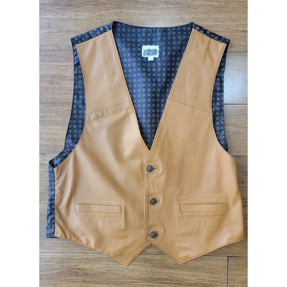 Vintage Figure Leather Vest Festival Boho Western Country Tan Sz Small Women's